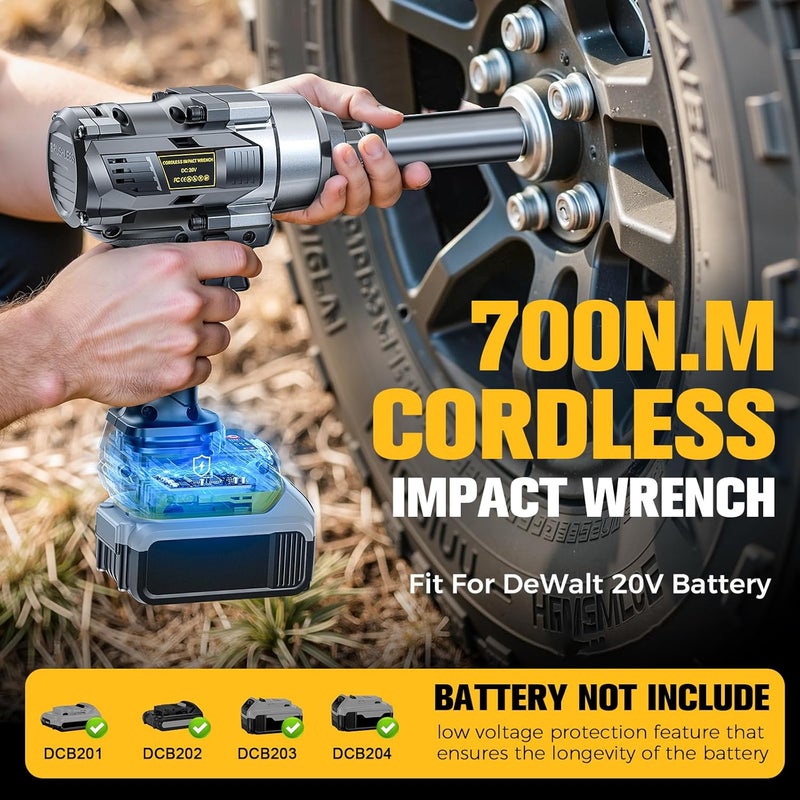 Cerycose Cordless Impact Wrench Compatible with Dewalt 20V Battery, 3/8" 600Ft-lbs (800N·m), Brushless Electric Impact Driver, 2400 RPM, LED Light – Compact, Light-Duty(No Battery) - Image 3